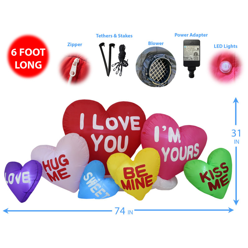 BZB Goods 6 Foot Long Lighted Happy Valentine's Day
